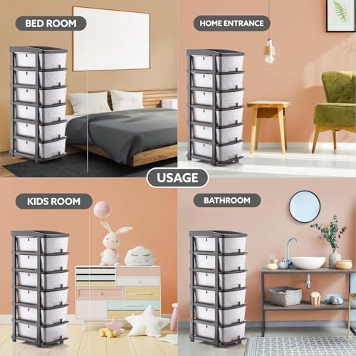 AVZEEGO 6XL Plastic Modular Drawer System for Home, Office, Hospital, Parlor, School, Doctors, Home and Kids, Product Dimension When assembeled (30cmx38cmx92 cm) (Grey Stone, 6XL) - Image 5