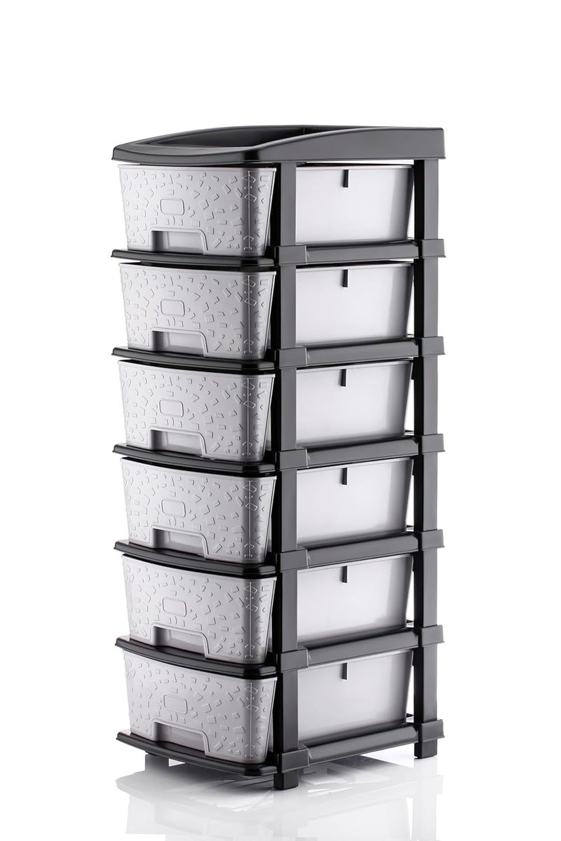 AVZEEGO 6XL Plastic Modular Drawer System for Home, Office, Hospital, Parlor, School, Doctors, Home and Kids, Product Dimension When assembeled (30cmx38cmx92 cm) (Grey Stone, 6XL) - Image 1