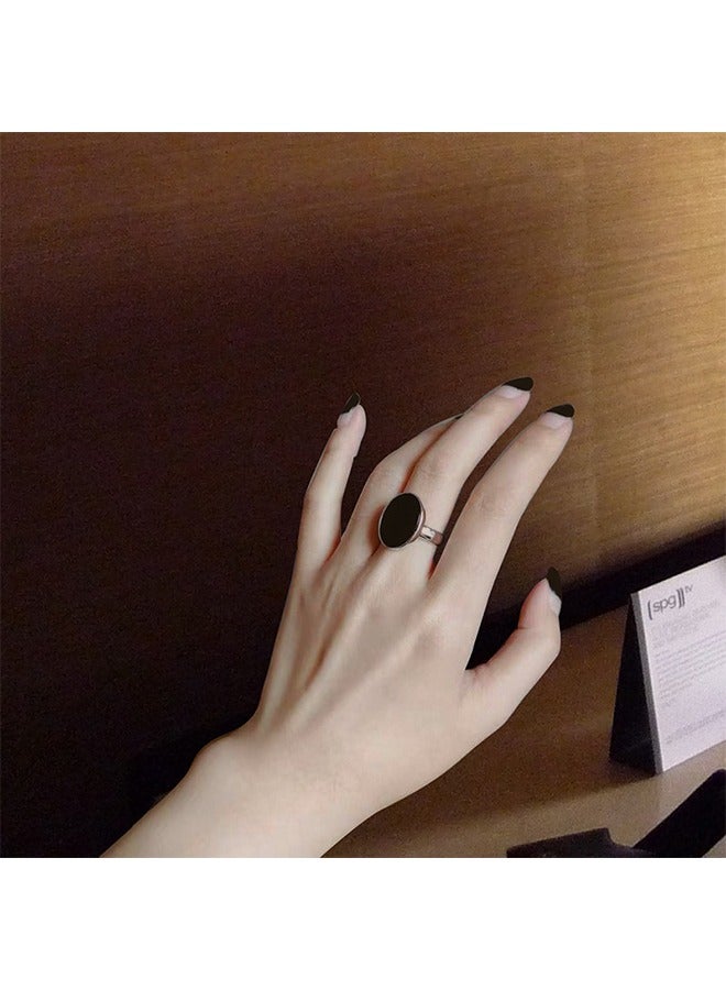 خاتم أسود فضي بسيط وأنيق من الموضة الكورية، يناسب النمط القديم ويظهر شخصية فريدة - Image 5