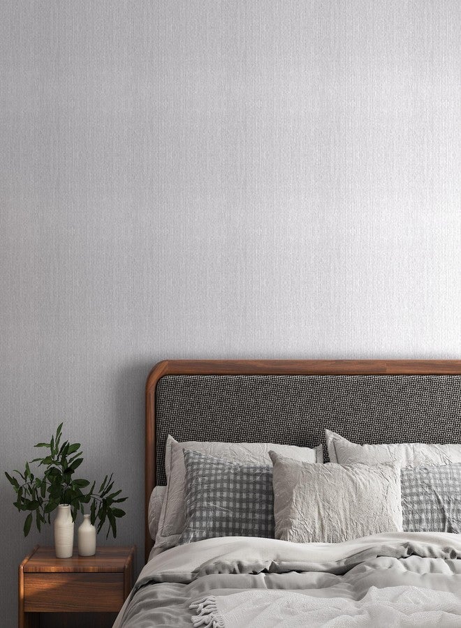 HELLKIT Gray Linen Grasscloth Peel and Stick Wallpaper, 15.7" x 78.8", 8.5 sq ft, Textured Fabric Wallpaper, Removable, Self-Adhesive - Image 2