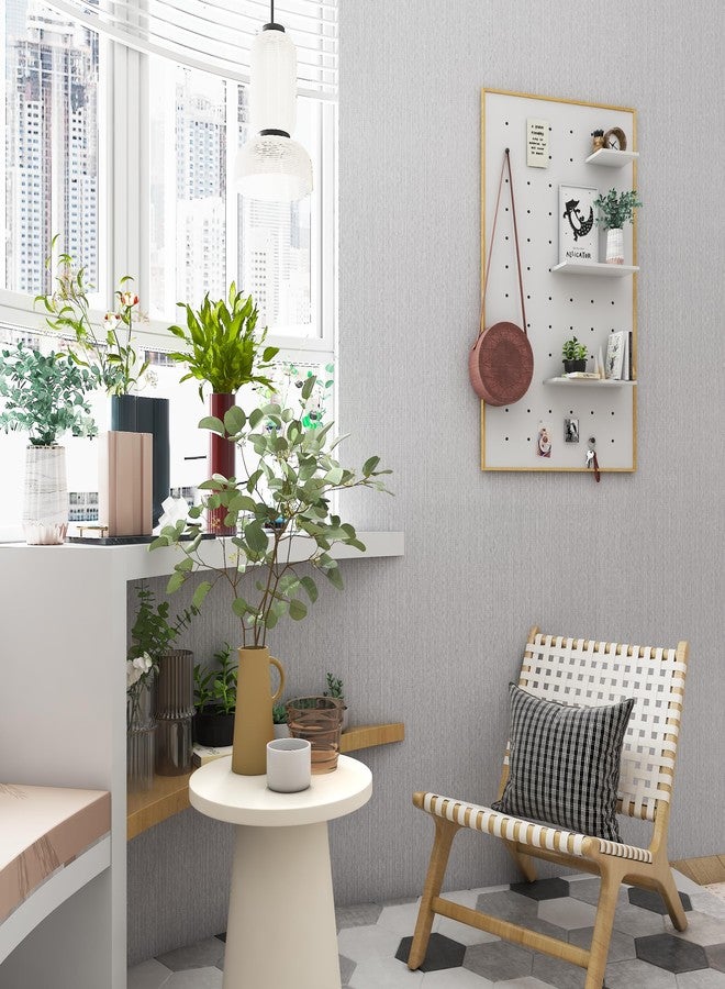 HELLKIT Gray Linen Grasscloth Peel and Stick Wallpaper, 15.7" x 78.8", 8.5 sq ft, Textured Fabric Wallpaper, Removable, Self-Adhesive - Image 5