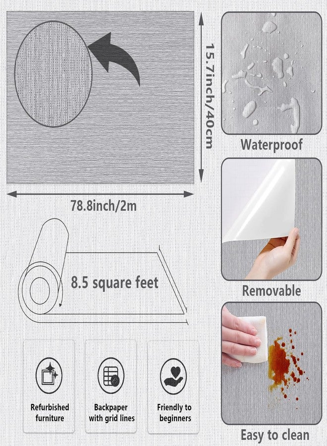 HELLKIT Gray Linen Grasscloth Peel and Stick Wallpaper, 15.7" x 78.8", 8.5 sq ft, Textured Fabric Wallpaper, Removable, Self-Adhesive - Image 3