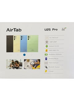 AirTab U25 Pro Tablet with Arabic Keyboard, Android 13 10.1" FHD Screen 16GB RAM 1TB ROM - with Powerful 10,000mAh Battery Blue  - Image 3