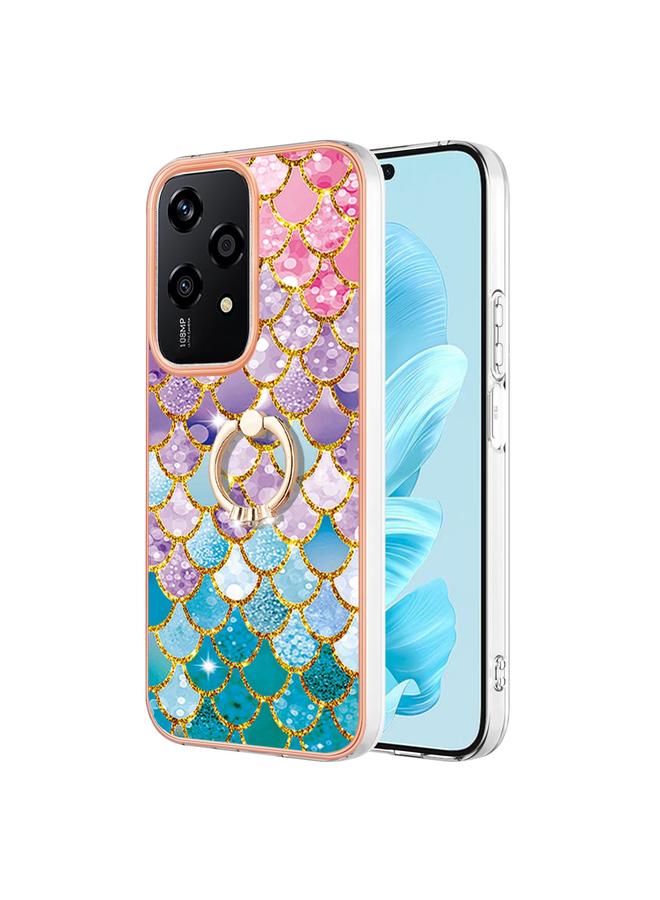 The Bros Phone Case For Honor 200 Lite Global Electroplating Pattern IMD TPU Shockproof Phone Case with Rhinestone Ring Holder - Image 1