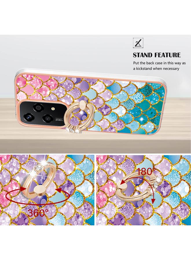 The Bros Phone Case For Honor 200 Lite Global Electroplating Pattern IMD TPU Shockproof Phone Case with Rhinestone Ring Holder - Image 3