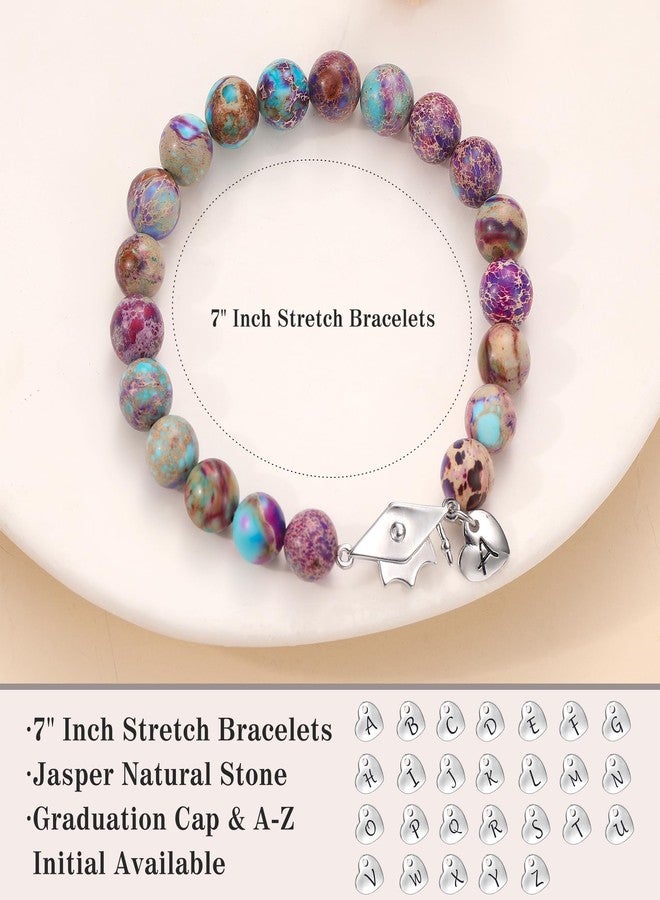 Sistble College Graduation Gifts for Her 2025 B Initial Graduation Bracelets 2025 5th 8th Grade Graduation Gifts for Teen Girls Jasper Beaded Bracelets Women Purple Stone Jewelry - Image 5