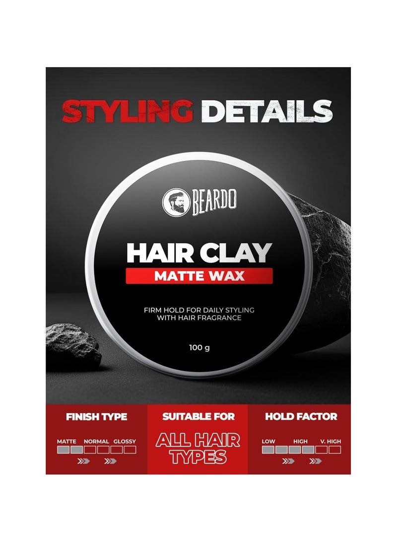 BEARDO Hair Clay Wax for Men, 100 gm | Hair Clay for men | Styling Wax | Volumizing | Strong Hold | Restylable |Matte Finish | Easy to Wash Off | Texture Clay for Men - Image 3