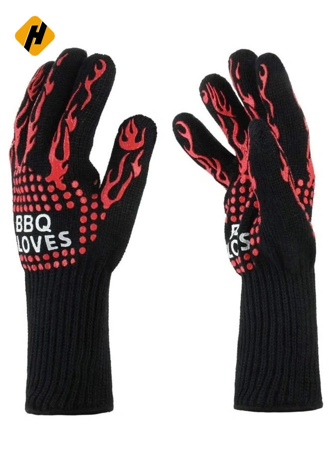 HuHa Cooking Gloves Extreme Heat Resistant Long Forearm Protection Grilling Cooking Gloves Grill & Kitchen Accessories  - Image 1