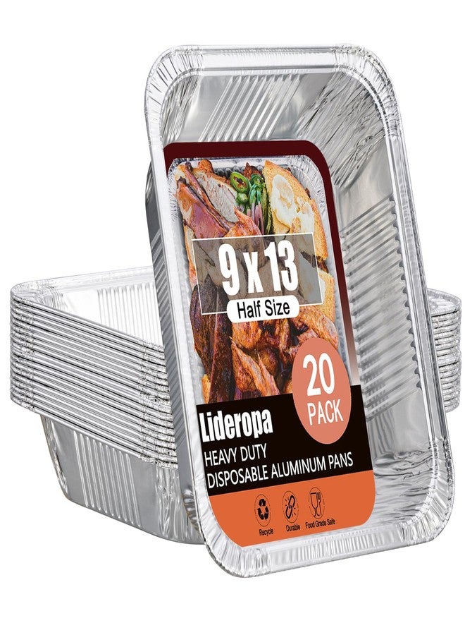 Lideropa Half Size Aluminum Pans 9x13-20 Pack Aluminum Foil Pans, Heavy Duty Disposable Pans for Cooking, Baking, Meal Prep, Parties & Food Storage - Image 1