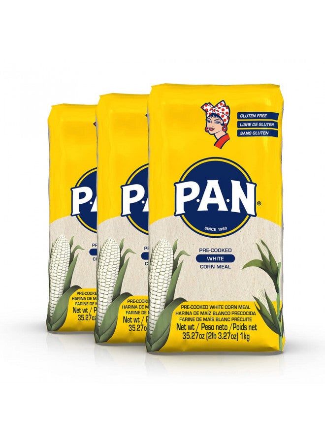 P.A.N. P.A.N. White Corn Meal Pre-cooked Gluten Free and Kosher Flour for Arepas (2.2 lb/Pack of 3)  - Image 1