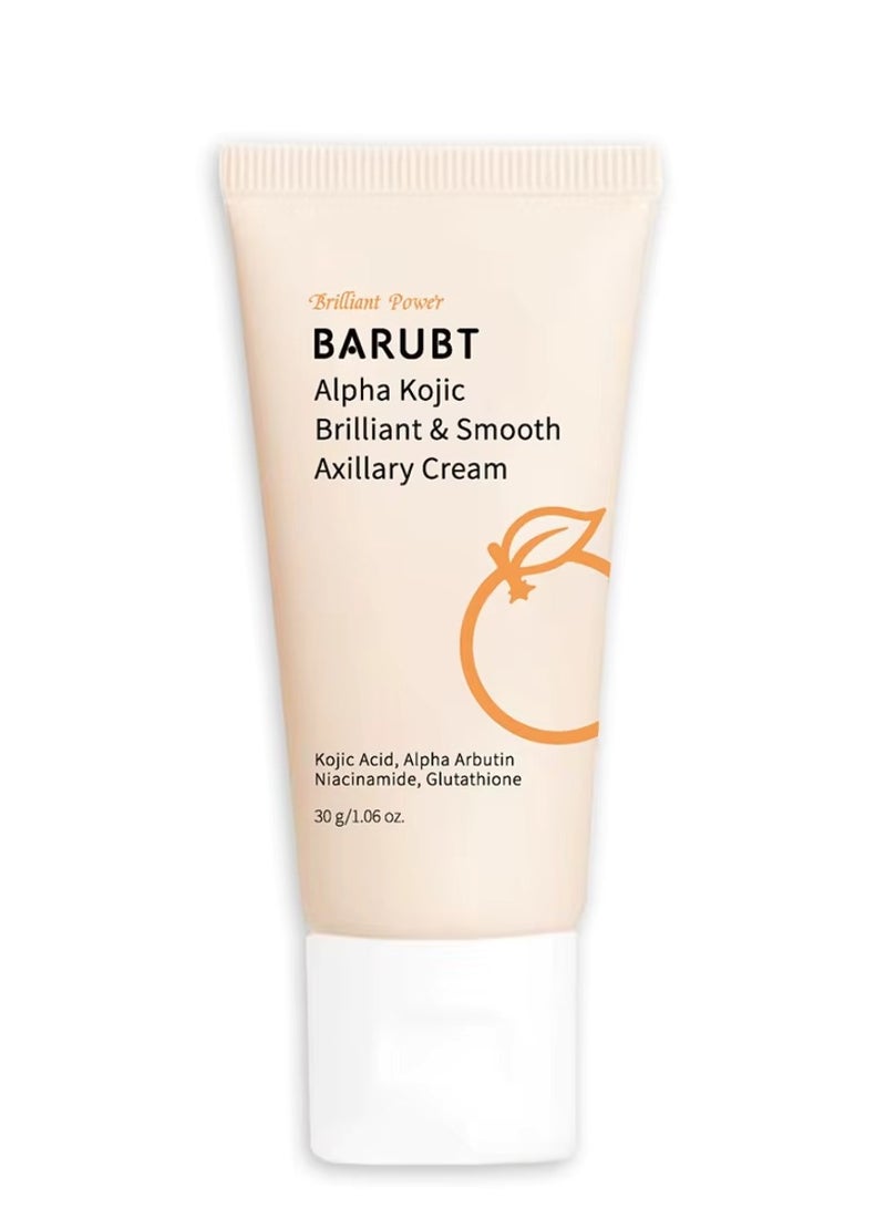 BARUBT كريم ألفا كوجيك المشرق والناعم للإبطين مع حمض الكوجيك، ألفا أربوتين، نياسيناميد، وغلوتاثيون - كريم متعدد الأغراض للجسم، مغذي ومرطب، كريم تفتيح الإبطين بحمض الكوجيك 30 جرام - Image 1