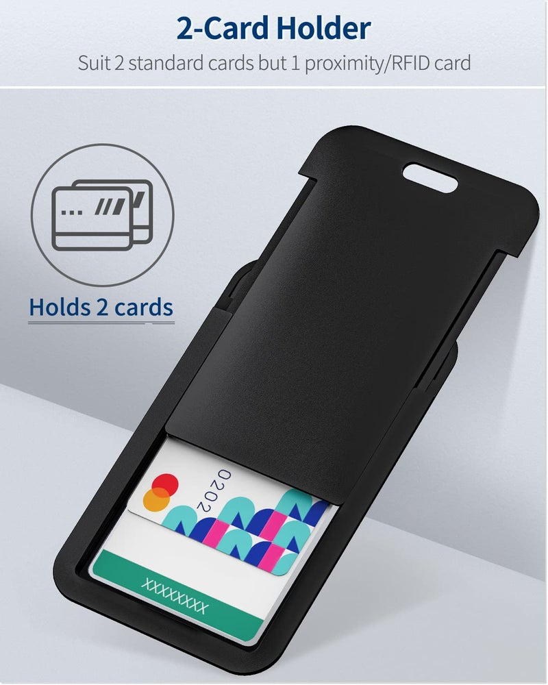 Uniclife 3 Pack Sliding ID Badge Holder Hard Black Vertical Plastic Card Case Protector Pouch with Clear Window for Office School ID Credit Cards Proximity Key Cards Driverâ€™s Licenses and Passes - Image 3