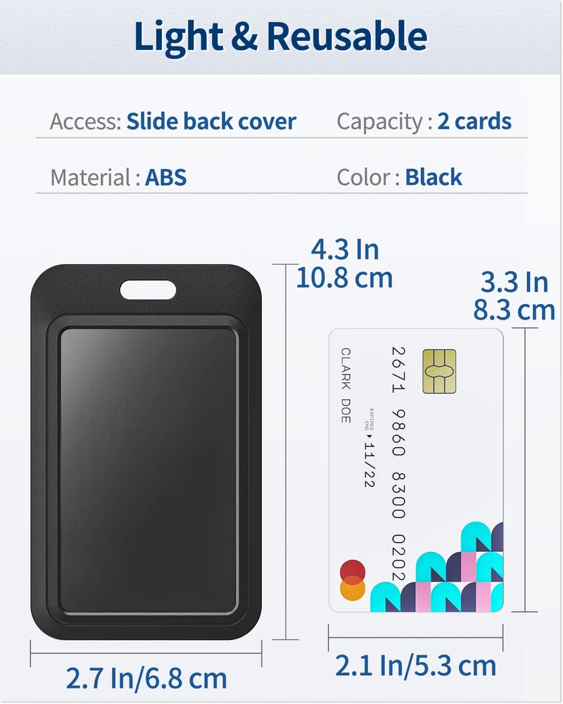 Uniclife 3 Pack Sliding ID Badge Holder Hard Black Vertical Plastic Card Case Protector Pouch with Clear Window for Office School ID Credit Cards Proximity Key Cards Driverâ€™s Licenses and Passes - Image 5