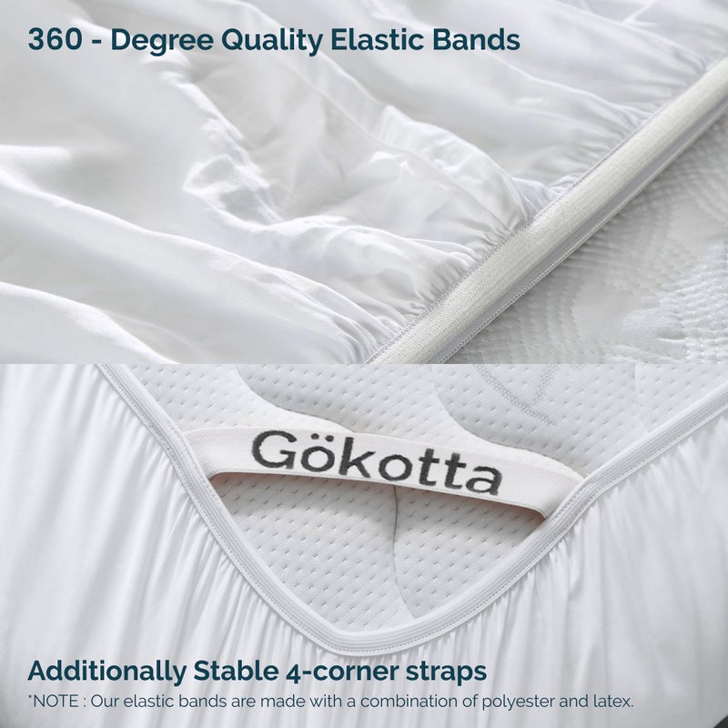 GOKOTTA Bamboo Rayon Fitted Sheet and Pillow Cases  Super Soft Cooling Fitted Sheet with 4 Elastic Corner Straps - 15"" Pocket Fitted Sheet Full Set Stay Put for Mattress - Image 3