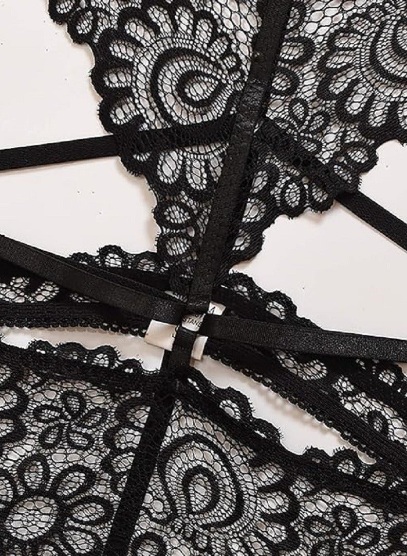 WARD Women's jumpsuit, made of lace, patterned with flowers, one piece - Image 4