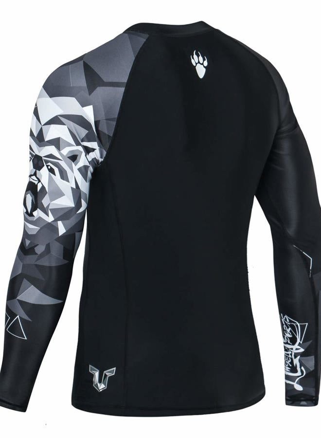 ADOREISM Quick-Dry Men's Long Sleeve Rash Guard UPF 50+ Compression Swim Shirt, Bear, XXL - Image 2