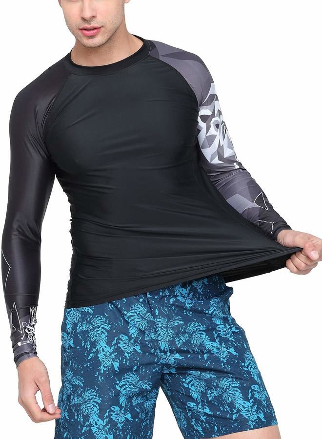 ADOREISM Quick-Dry Men's Long Sleeve Rash Guard UPF 50+ Compression Swim Shirt, Bear, XXL - Image 5