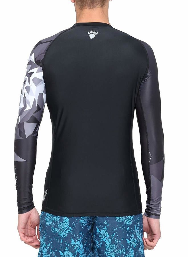 ADOREISM Quick-Dry Men's Long Sleeve Rash Guard UPF 50+ Compression Swim Shirt, Bear, XXL - Image 4