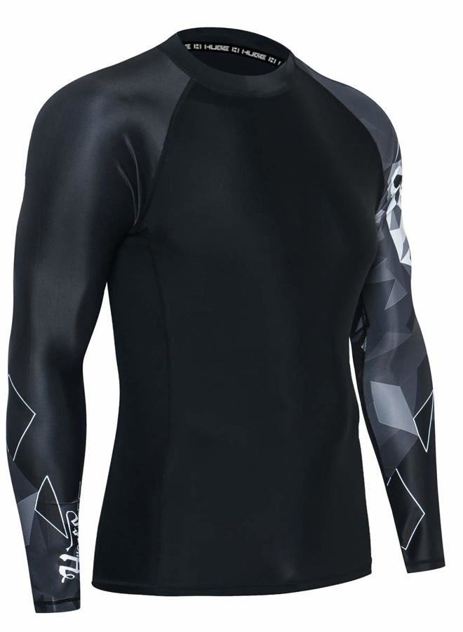 ADOREISM Quick-Dry Men's Long Sleeve Rash Guard UPF 50+ Compression Swim Shirt, Bear, XXL - Image 3