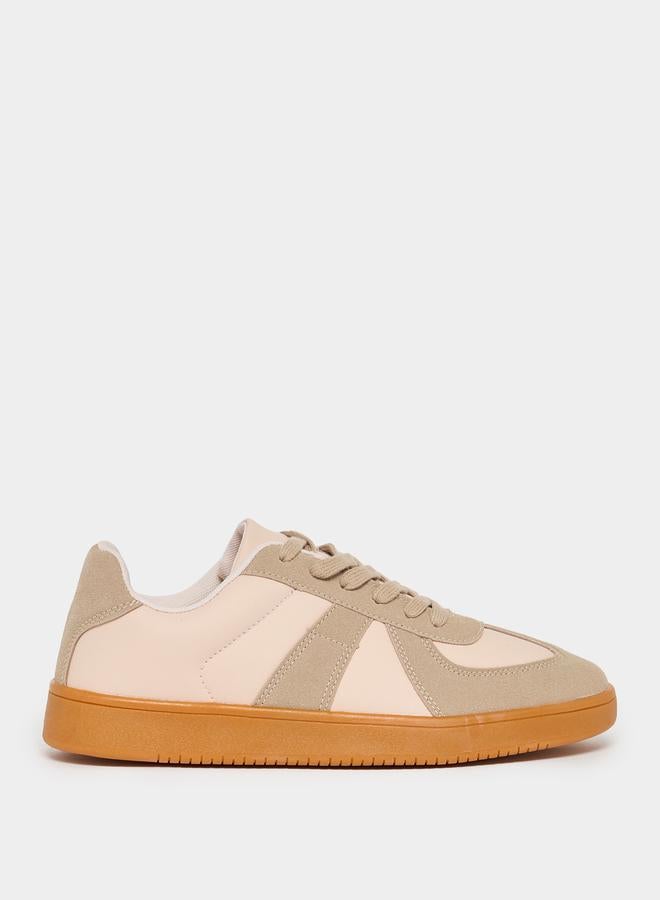 Styli Retro Sole Color Block Lace Up Sneakers - Image 1
