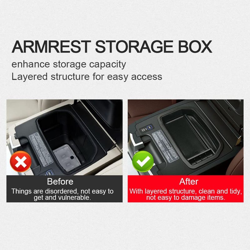 JSCARLIFE Car Center Console Armrest Box Glove Box Organizer Tray Secondary Storage Compatible For Toyota Land Cruiser 2008-2020 - Image 3