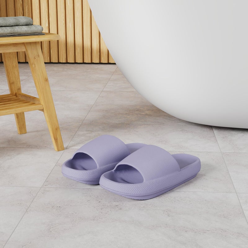BRONAX Slides for Women Pillow Slippers Lavender Recovery Puffy Squishy Cushioning House Home Summer Sandals Comfy Cushioned Thick Sole 42-43 Light Purple - Image 2
