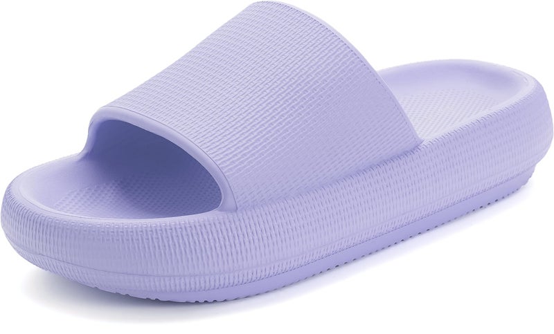 BRONAX Slides for Women Pillow Slippers Lavender Recovery Puffy Squishy Cushioning House Home Summer Sandals Comfy Cushioned Thick Sole 42-43 Light Purple - Image 1
