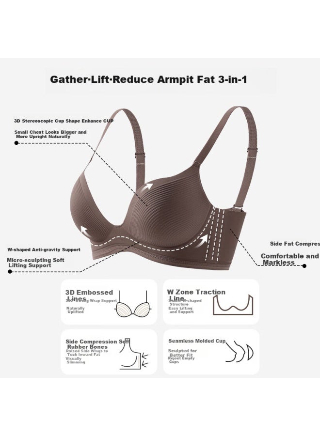 Fentengcare Deep V Push-up Bra Women's Full-figure Non-padded Side Support Lift Anti-sagging Wire-free Bra - Image 1