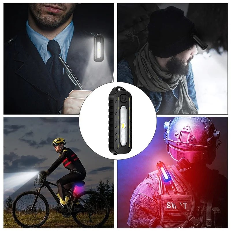 WYT LED Red Blue Shoulder Police Light Clip Flashing Warnings Safety Flashlight Bike - Image 3
