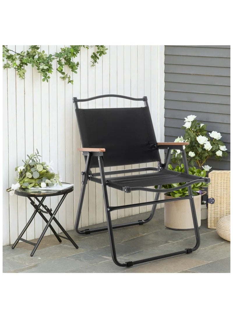 هيكسدريم كرسي تخييم قابل للطي، 4 قطع من الكراسي الخارجية القابلة للطي، كرسي شاطئ محمول وخفيف الوزن، مناسب للتخييم في الهواء الطلق والسفر والنزهات (أسود) - Image 3