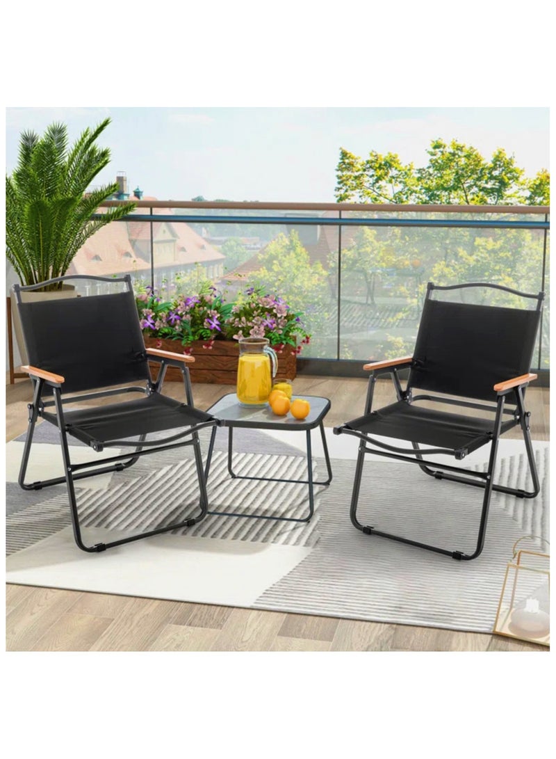 هيكسدريم كرسي تخييم قابل للطي، 4 قطع من الكراسي الخارجية القابلة للطي، كرسي شاطئ محمول وخفيف الوزن، مناسب للتخييم في الهواء الطلق والسفر والنزهات (أسود) - Image 5