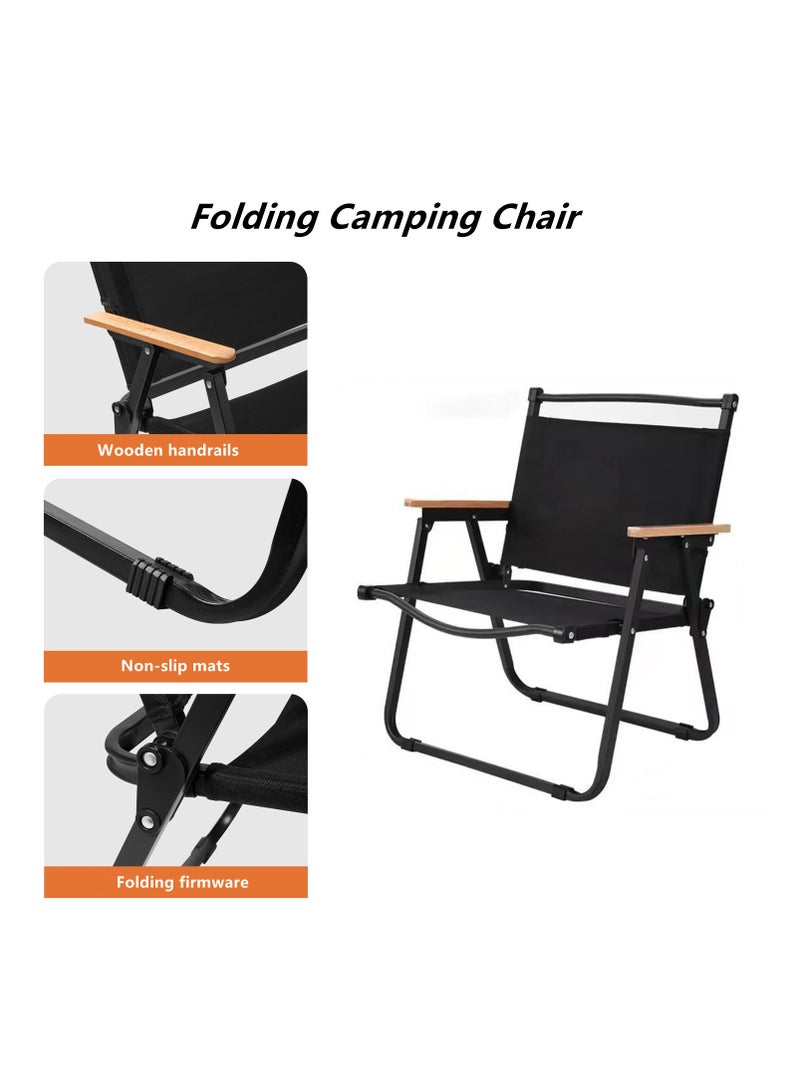 هيكسدريم كرسي تخييم قابل للطي، 4 قطع من الكراسي الخارجية القابلة للطي، كرسي شاطئ محمول وخفيف الوزن، مناسب للتخييم في الهواء الطلق والسفر والنزهات (أسود) - Image 4
