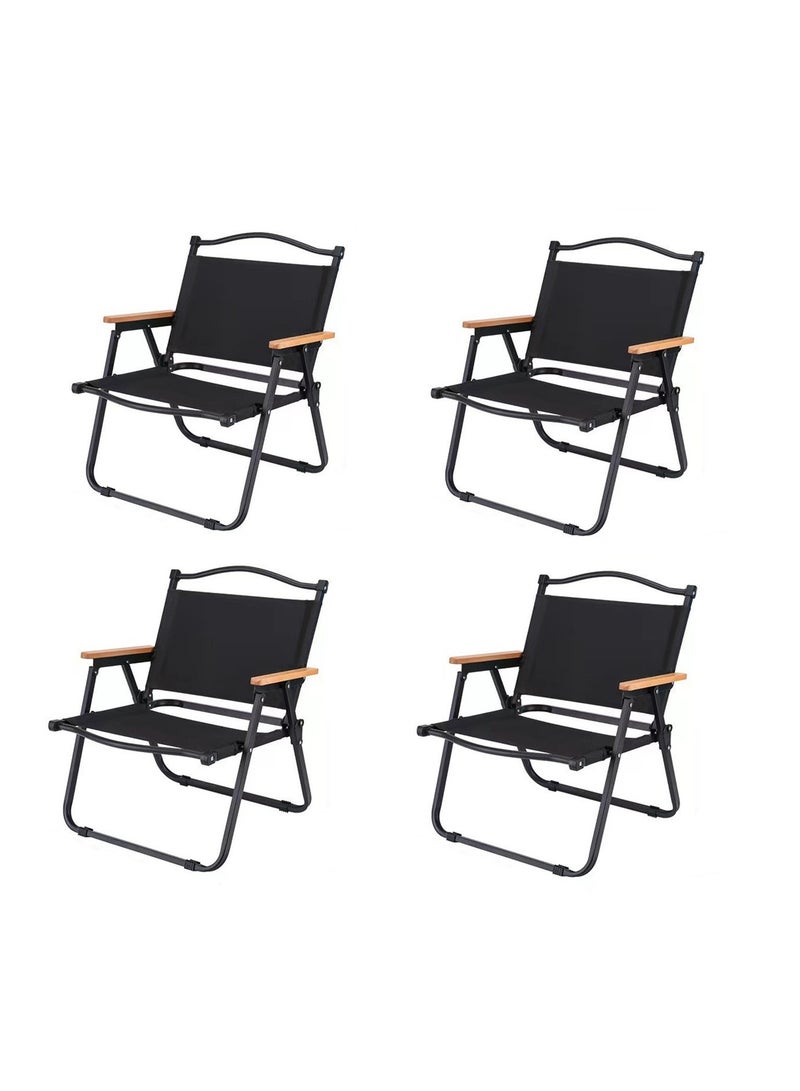 هيكسدريم كرسي تخييم قابل للطي، 4 قطع من الكراسي الخارجية القابلة للطي، كرسي شاطئ محمول وخفيف الوزن، مناسب للتخييم في الهواء الطلق والسفر والنزهات (أسود) - Image 1