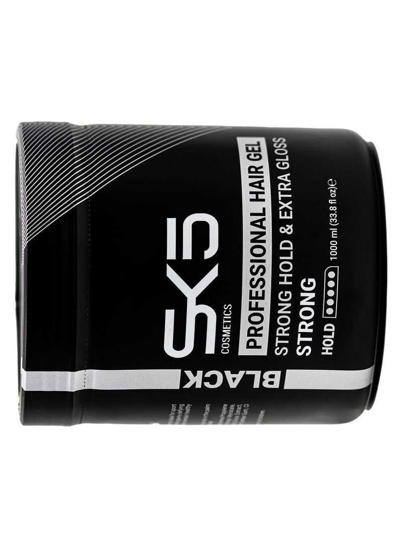 SK5 Black Strong Professional Hair Gel - 1000ml Extra Gloss & Hold - Image 3