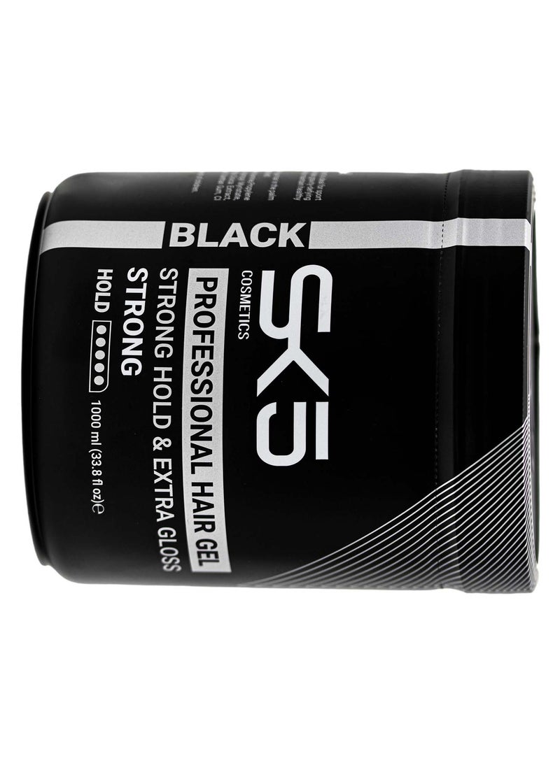 SK5 Black Strong Professional Hair Gel - 1000ml Extra Gloss & Hold - Image 4