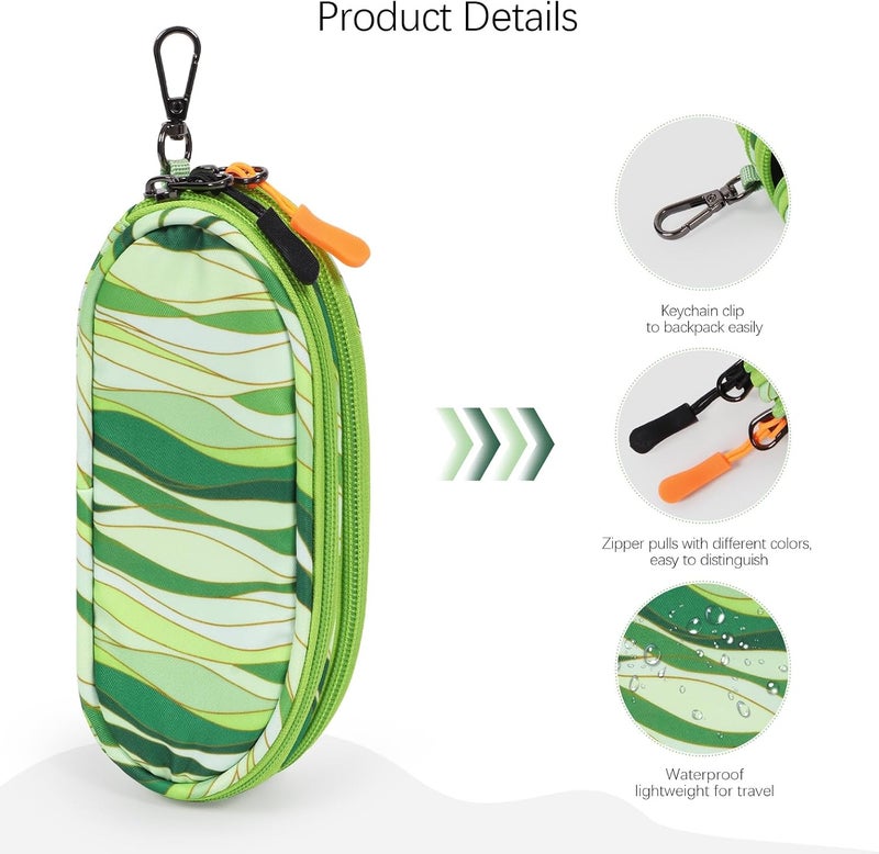 حافظة نظارات مزدوجة ناعمة محمولة بحقيبة نظارات شمسية بسحاب ومشبك سلسلة مفاتيح للرجال والنساء - Image 4