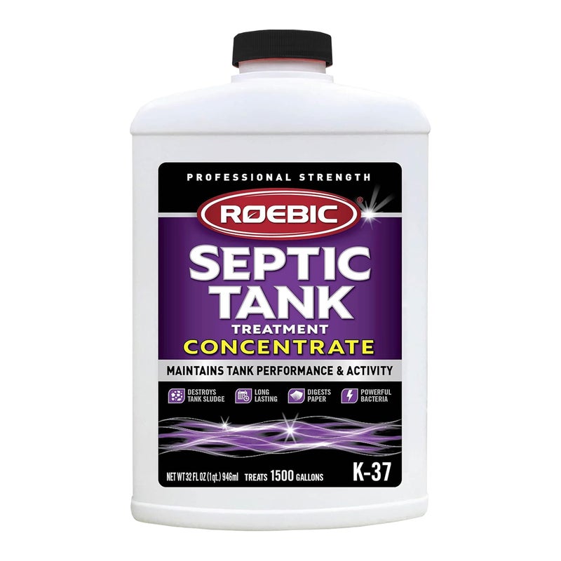 Roebic K-37-Q-C1500-4 Septic Tank Treatment: 32 oz, 16 oz Concentrate, Safe for All Plumbing Systems, Colorless Formula - Image 1