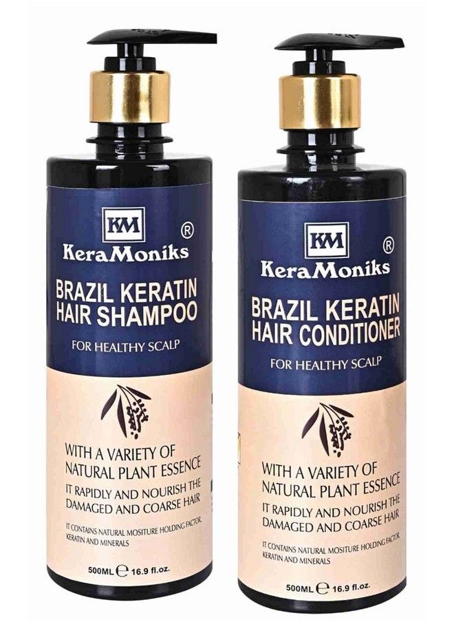 KeraMoniks - Brazil Keratin Hair Shampoo 500 Ml + Brazil Keratin Hair Conditioner 500 Ml (Pack Of 2 X 500 Ml) - Image 1