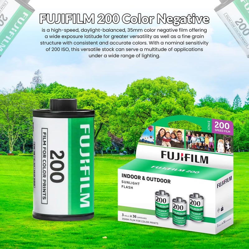 FUJIFILM 200 Color Negative Film (35mm Roll Film, 36 Exposures, 3-Pack) + BluebirdSales Microfiber Cleaning Cloth Bundle - Image 3