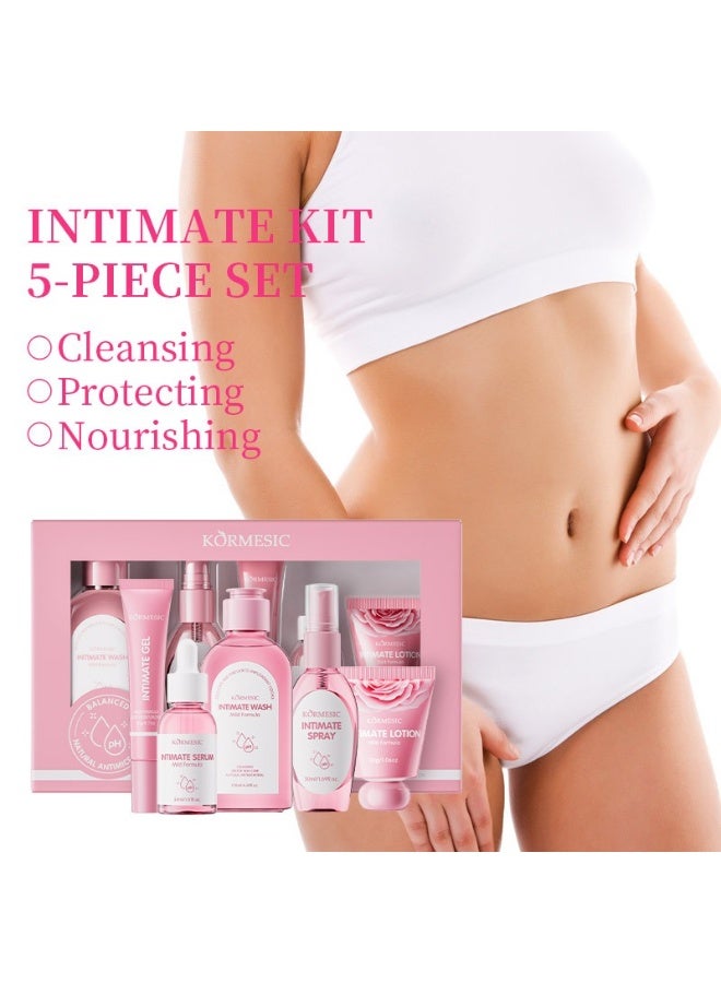 Kormesic Women's Intimate Care 5-Piece Hydrating Set | Intimate Wash 130ml + Intimate Serum 30ml + Intimate Gel 20g + Intimate Lotion 30g + Intimate Spray 50ml - Image 1