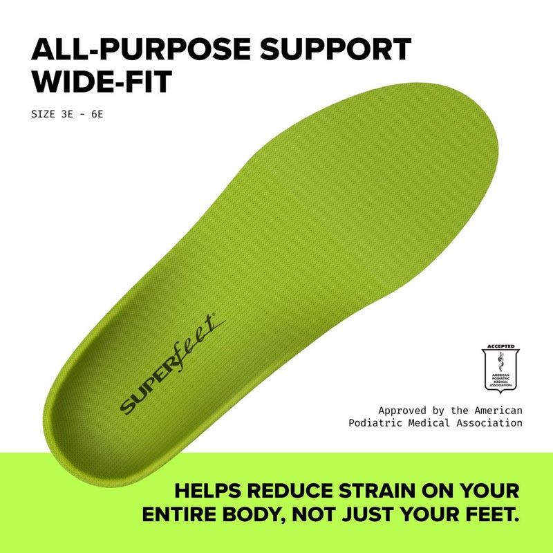 Superfeet All-Purpose Wide-Fit Support Insoles (WideGreen) - Trim-To-Fit Orthotic Arch Support Shoe Inserts - Professional Grade - 13.5-15 Men - Image 2