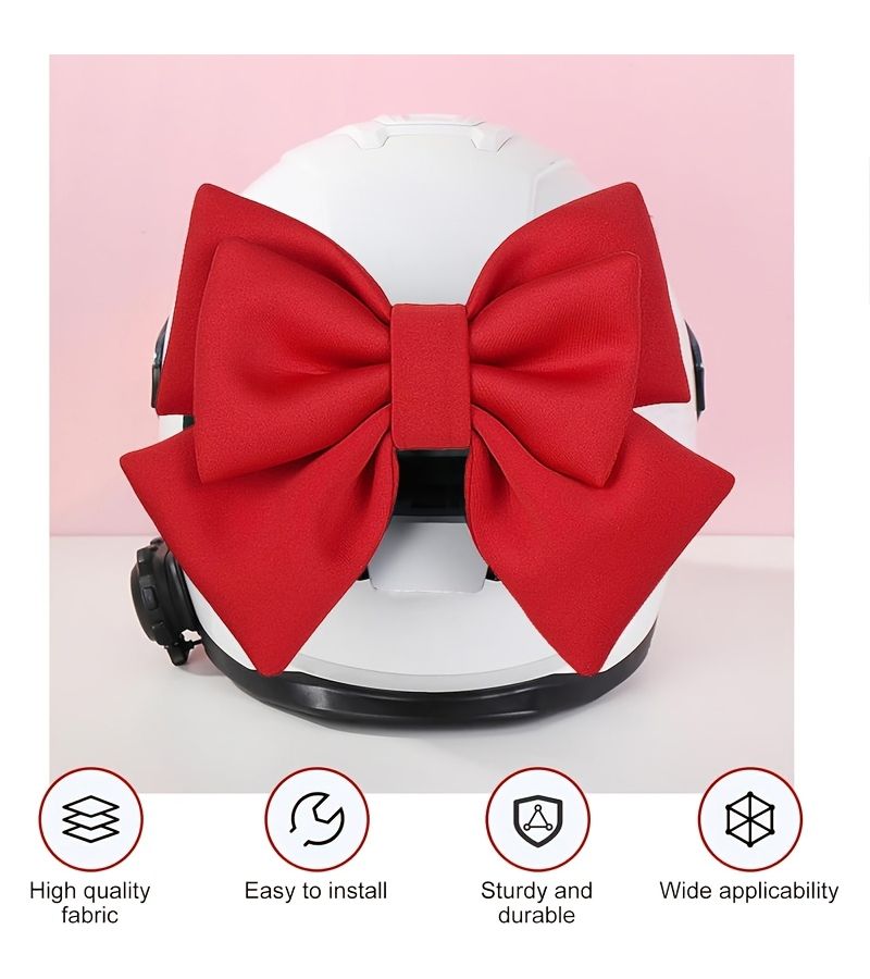 Motorcycle Helmet Cat Ears Bow Decorations With Removable Design Style C - Image 3