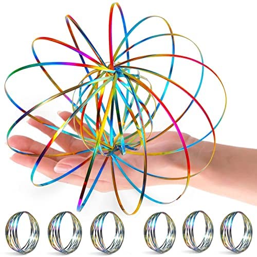 YOFOBU 6 Pack Spinner Ring Arm Magic Spring Arm Sculpture Ring Colored Magic Kinetic Spring Interactive Stress Relief Rings Festival Accessories Color - Image 1