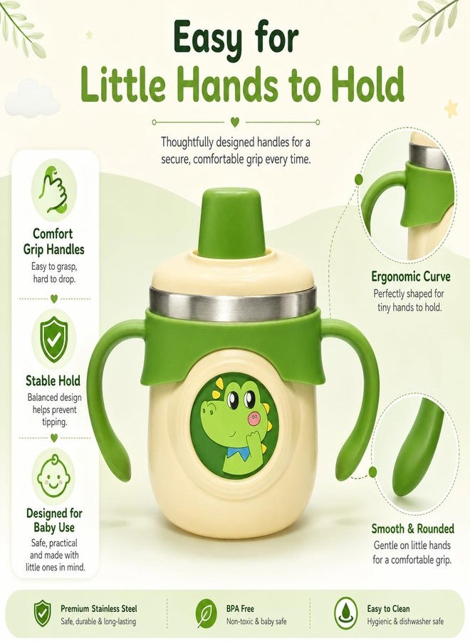 NVS KIDS Stainless Steel Sipper Bottle 260ml | 316 Grade SS | BPA Free | Suitable for Hot & Cold | Travelling Bottle for Kids & Toddler | Training Sippy Cup with Straw/Spout (Green) - Image 4