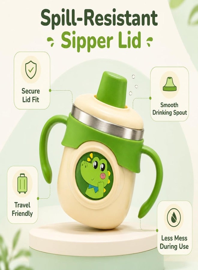 NVS KIDS Stainless Steel Sipper Bottle 260ml | 316 Grade SS | BPA Free | Suitable for Hot & Cold | Travelling Bottle for Kids & Toddler | Training Sippy Cup with Straw/Spout (Green) - Image 5
