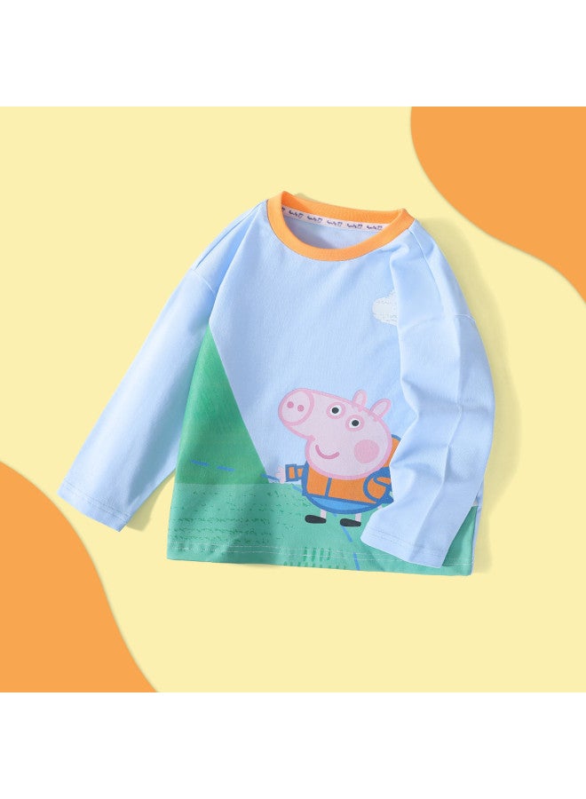 Peppa Pig spring Boys' Comfortable & Skin-friendly Long Sleeve T-shirt Casual Pullover Top For Toddlers - Image 2