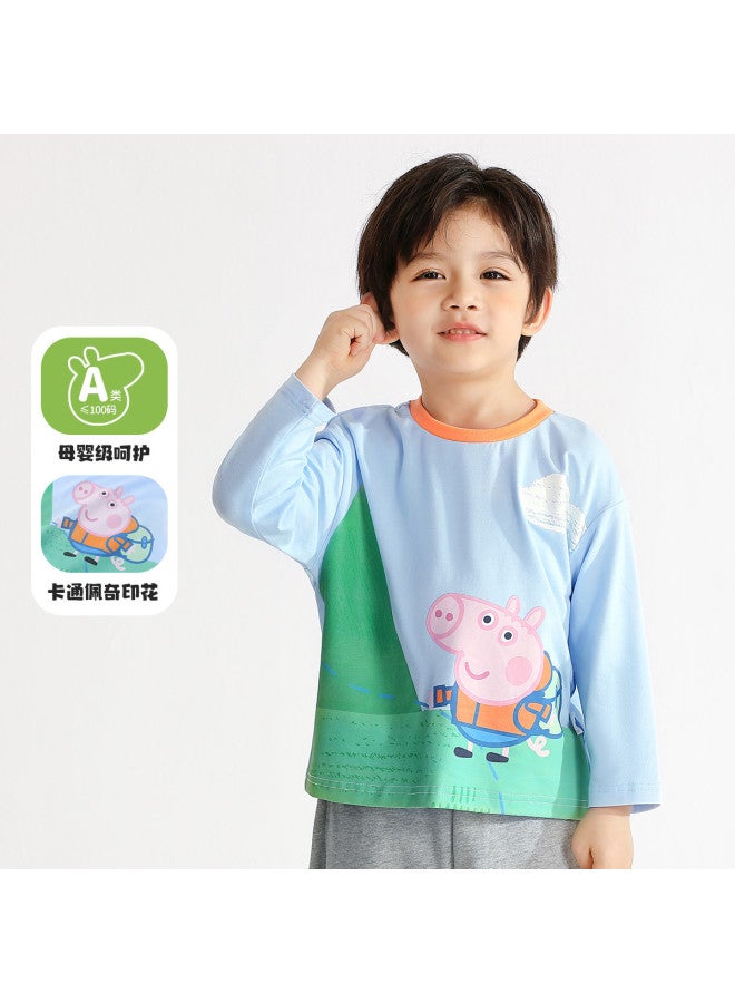 Peppa Pig spring Boys' Comfortable & Skin-friendly Long Sleeve T-shirt Casual Pullover Top For Toddlers - Image 3
