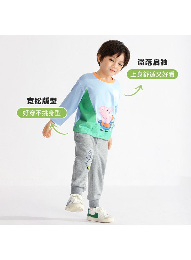 Peppa Pig spring Boys' Comfortable & Skin-friendly Long Sleeve T-shirt Casual Pullover Top For Toddlers - Image 4