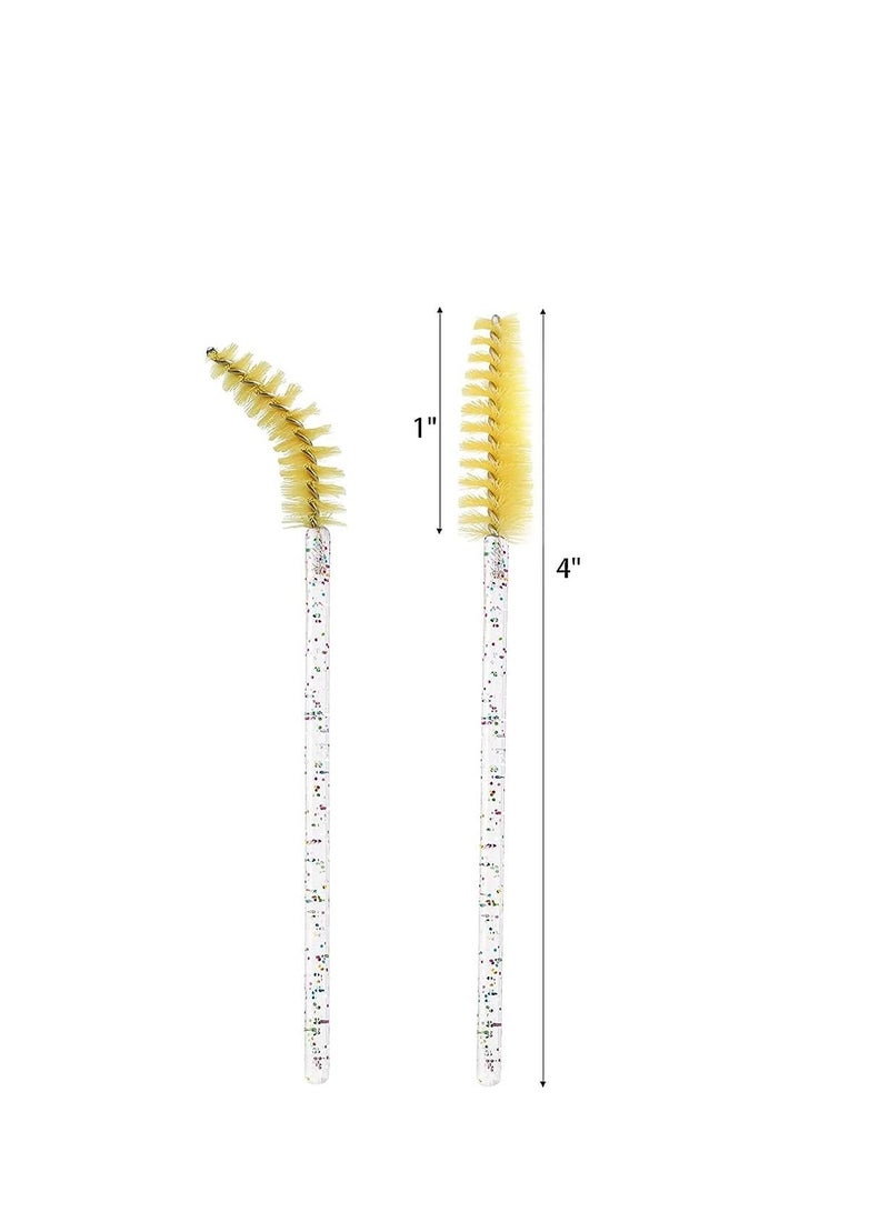 ORiTi 50 Pcs Disposable Mascara Brushes Crystal Eyelash Wands Mascara Applicator Spooly for Eyelashes (Crystal-Yellow)
