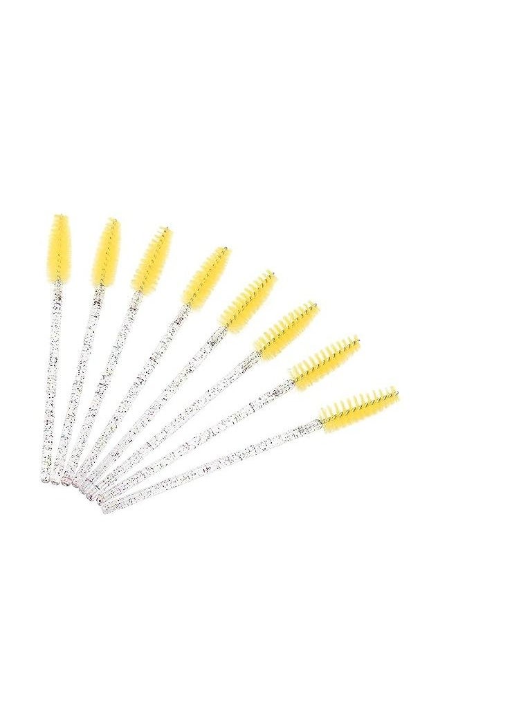 ORiTi ORiTi 50 Pcs Disposable Mascara Brushes Crystal Eyelash Wands Mascara Applicator Spooly for Eyelashes (Crystal-Yellow)  - Image 5